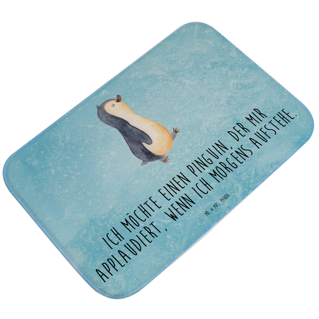 Badvorleger Pinguin marschierend Badematte, Badteppich, Duschvorleger, Badezimmerteppich, Badezimmermatte, Badvorleger, Duschmatte, Duschteppich, Pinguin, Pinguine, Frühaufsteher, Langschläfer, Bruder, Schwester, Familie