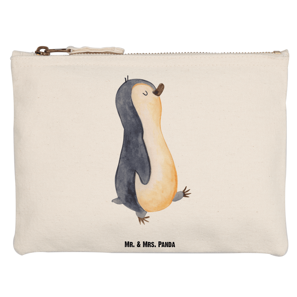 Schminktasche Pinguin marschierend Schminktasche, Kosmetiktasche, Kosmetikbeutel, Stiftemäppchen, Etui, Federmappe, Makeup, XXL, Schminketui, Kosmetiketui, Schlamperetui, Pinguin, Pinguine, Frühaufsteher, Langschläfer, Bruder, Schwester, Familie