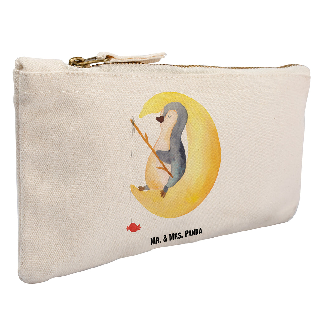 Schminktasche Pinguin Mond Schminktasche, Kosmetiktasche, Kosmetikbeutel, Stiftemäppchen, Etui, Federmappe, Makeup, XXL, Schminketui, Kosmetiketui, Schlamperetui, Pinguin, Pinguine, Spruch, schlafen, Nachtruhe, Einschlafen, Schlafzimmer, Schlafstörungen, Gästezimmer