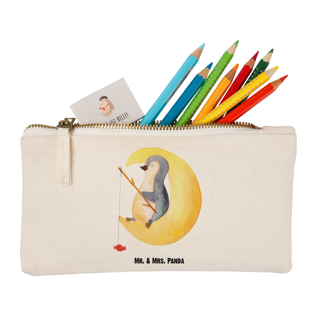 Schminktasche Pinguin Mond Schminktasche, Kosmetiktasche, Kosmetikbeutel, Stiftemäppchen, Etui, Federmappe, Makeup, XXL, Schminketui, Kosmetiketui, Schlamperetui, Pinguin, Pinguine, Spruch, schlafen, Nachtruhe, Einschlafen, Schlafzimmer, Schlafstörungen, Gästezimmer