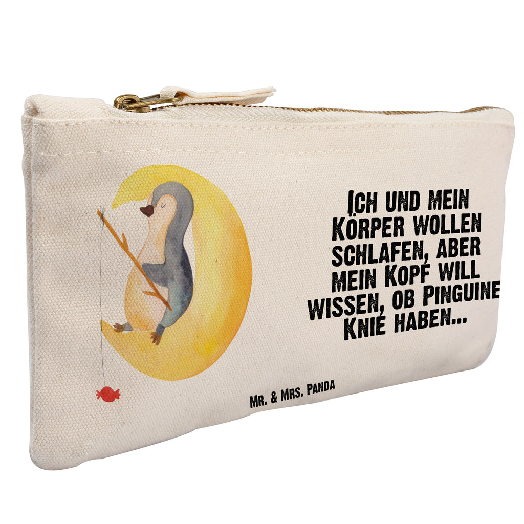 Schminktasche Pinguin Mond Schminktasche, Kosmetiktasche, Kosmetikbeutel, Stiftemäppchen, Etui, Federmappe, Makeup, XXL, Schminketui, Kosmetiketui, Schlamperetui, Pinguin, Pinguine, Spruch, schlafen, Nachtruhe, Einschlafen, Schlafzimmer, Schlafstörungen, Gästezimmer
