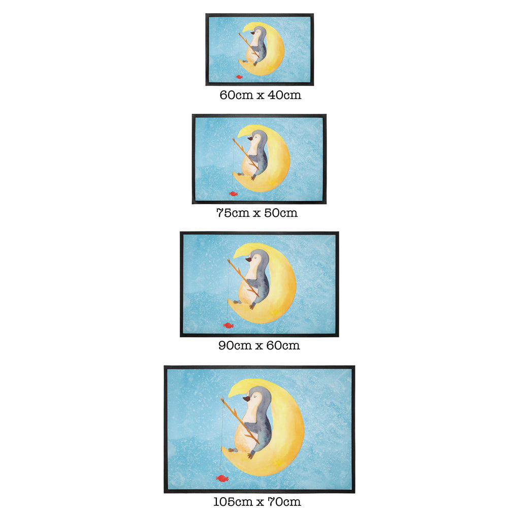 Fußmatte Pinguin Mond Türvorleger, Schmutzmatte, Fußabtreter, Matte, Schmutzfänger, Fußabstreifer, Schmutzfangmatte, Türmatte, Motivfußmatte, Haustürmatte, Vorleger, Pinguin, Pinguine, Spruch, schlafen, Nachtruhe, Einschlafen, Schlafzimmer, Schlafstörungen, Gästezimmer