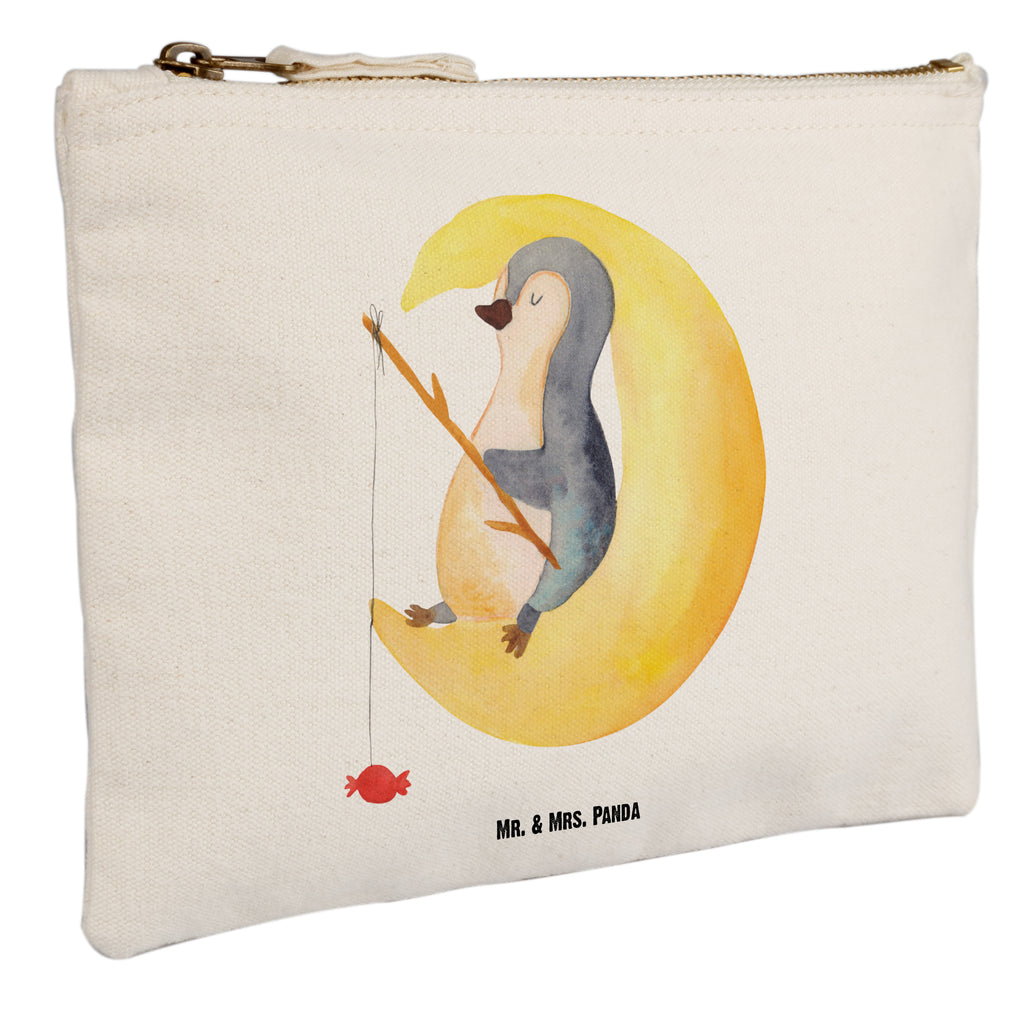 Schminktasche Pinguin Mond Schminktasche, Kosmetiktasche, Kosmetikbeutel, Stiftemäppchen, Etui, Federmappe, Makeup, XXL, Schminketui, Kosmetiketui, Schlamperetui, Pinguin, Pinguine, Spruch, schlafen, Nachtruhe, Einschlafen, Schlafzimmer, Schlafstörungen, Gästezimmer