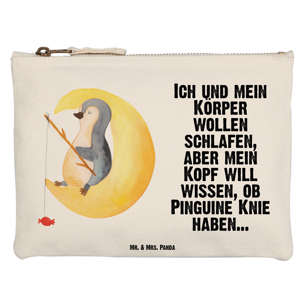 Schminktasche Pinguin Mond Schminktasche, Kosmetiktasche, Kosmetikbeutel, Stiftemäppchen, Etui, Federmappe, Makeup, XXL, Schminketui, Kosmetiketui, Schlamperetui, Pinguin, Pinguine, Spruch, schlafen, Nachtruhe, Einschlafen, Schlafzimmer, Schlafstörungen, Gästezimmer