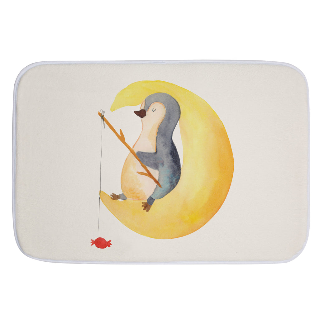 Badvorleger Pinguin Mond Badematte, Badteppich, Duschvorleger, Badezimmerteppich, Badezimmermatte, Badvorleger, Duschmatte, Duschteppich, Pinguin, Pinguine, Spruch, schlafen, Nachtruhe, Einschlafen, Schlafzimmer, Schlafstörungen, Gästezimmer
