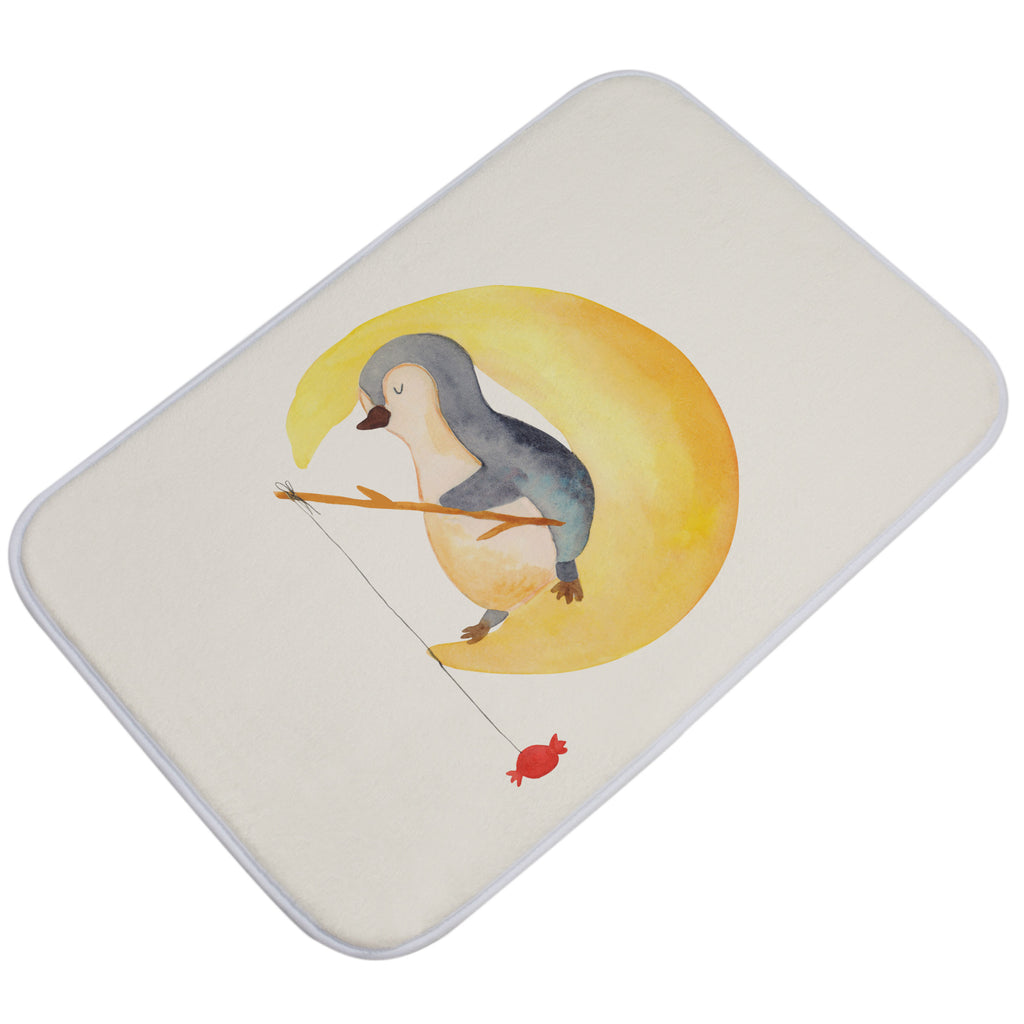 Badvorleger Pinguin Mond Badematte, Badteppich, Duschvorleger, Badezimmerteppich, Badezimmermatte, Badvorleger, Duschmatte, Duschteppich, Pinguin, Pinguine, Spruch, schlafen, Nachtruhe, Einschlafen, Schlafzimmer, Schlafstörungen, Gästezimmer