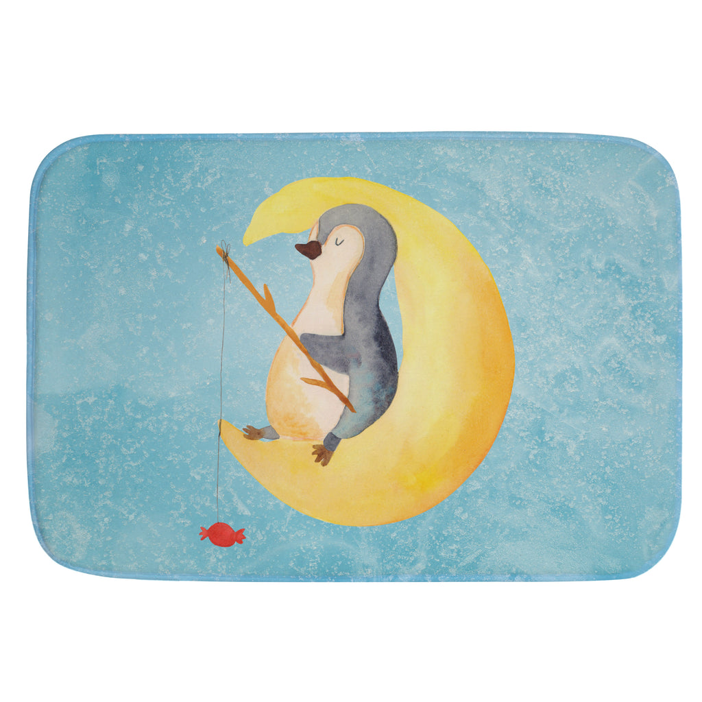 Badvorleger Pinguin Mond Badematte, Badteppich, Duschvorleger, Badezimmerteppich, Badezimmermatte, Badvorleger, Duschmatte, Duschteppich, Pinguin, Pinguine, Spruch, schlafen, Nachtruhe, Einschlafen, Schlafzimmer, Schlafstörungen, Gästezimmer