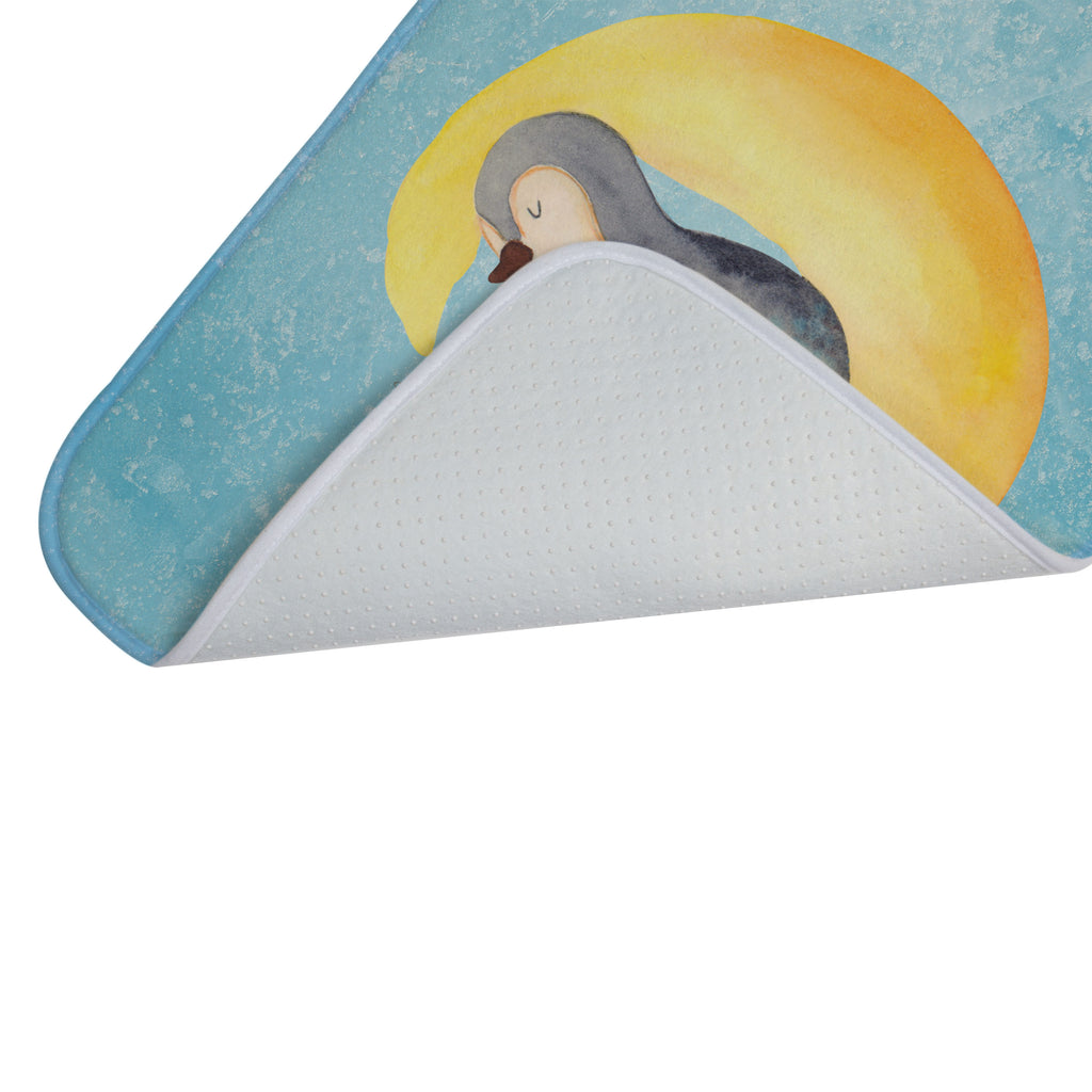 Badvorleger Pinguin Mond Badematte, Badteppich, Duschvorleger, Badezimmerteppich, Badezimmermatte, Badvorleger, Duschmatte, Duschteppich, Pinguin, Pinguine, Spruch, schlafen, Nachtruhe, Einschlafen, Schlafzimmer, Schlafstörungen, Gästezimmer