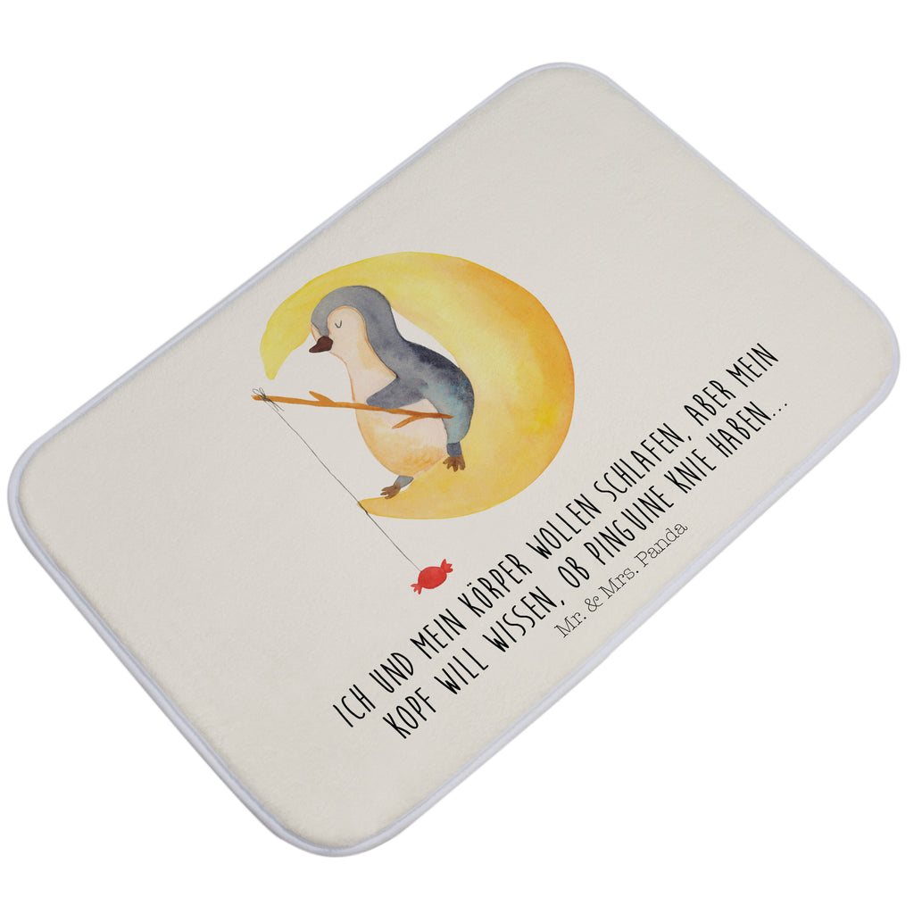 Badvorleger Pinguin Mond Badematte, Badteppich, Duschvorleger, Badezimmerteppich, Badezimmermatte, Badvorleger, Duschmatte, Duschteppich, Pinguin, Pinguine, Spruch, schlafen, Nachtruhe, Einschlafen, Schlafzimmer, Schlafstörungen, Gästezimmer