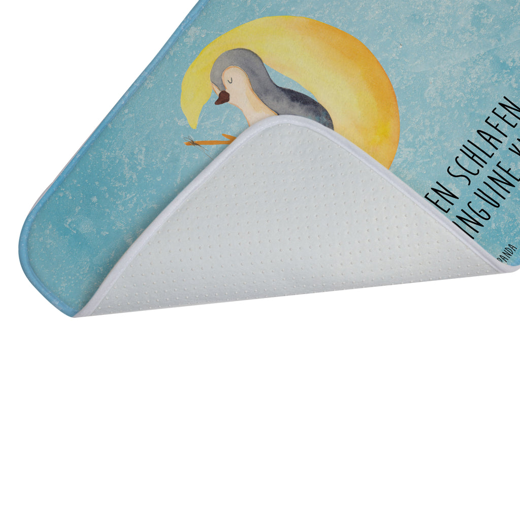 Badvorleger Pinguin Mond Badematte, Badteppich, Duschvorleger, Badezimmerteppich, Badezimmermatte, Badvorleger, Duschmatte, Duschteppich, Pinguin, Pinguine, Spruch, schlafen, Nachtruhe, Einschlafen, Schlafzimmer, Schlafstörungen, Gästezimmer