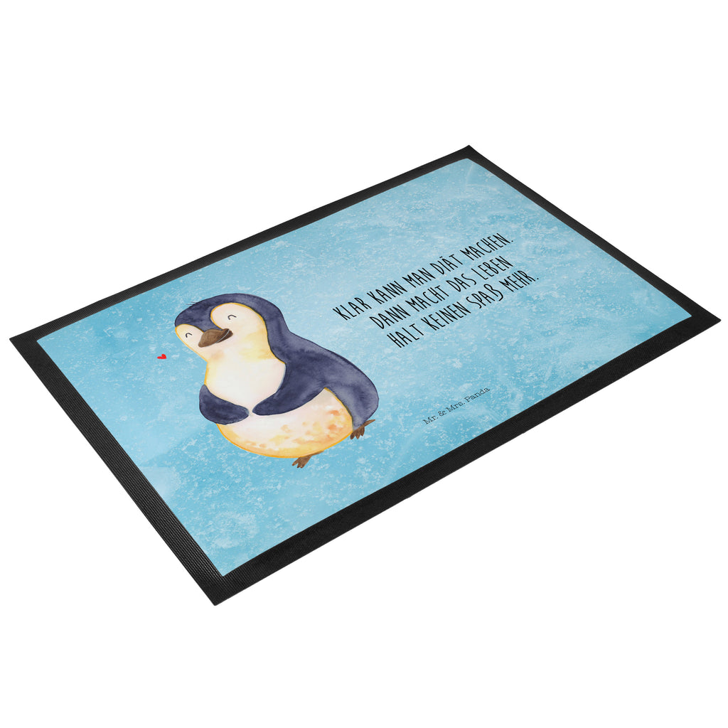Fußmatte Pinguin Diät Türvorleger, Schmutzmatte, Fußabtreter, Matte, Schmutzfänger, Fußabstreifer, Schmutzfangmatte, Türmatte, Motivfußmatte, Haustürmatte, Vorleger, Pinguin, Pinguine, Diät, Abnehmen, Abspecken, Gewicht, Motivation, Selbstliebe, Körperliebe, Selbstrespekt