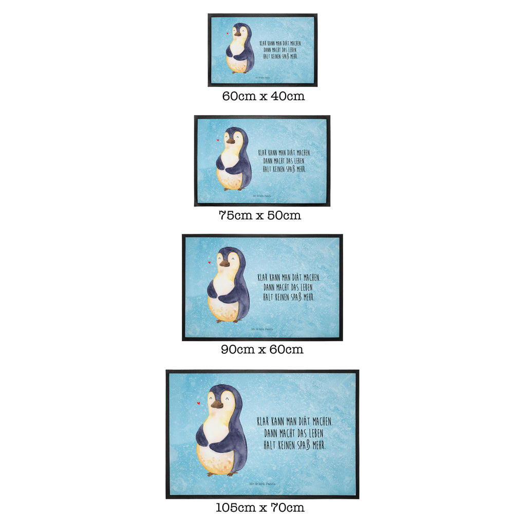 Fußmatte Pinguin Diät Türvorleger, Schmutzmatte, Fußabtreter, Matte, Schmutzfänger, Fußabstreifer, Schmutzfangmatte, Türmatte, Motivfußmatte, Haustürmatte, Vorleger, Pinguin, Pinguine, Diät, Abnehmen, Abspecken, Gewicht, Motivation, Selbstliebe, Körperliebe, Selbstrespekt