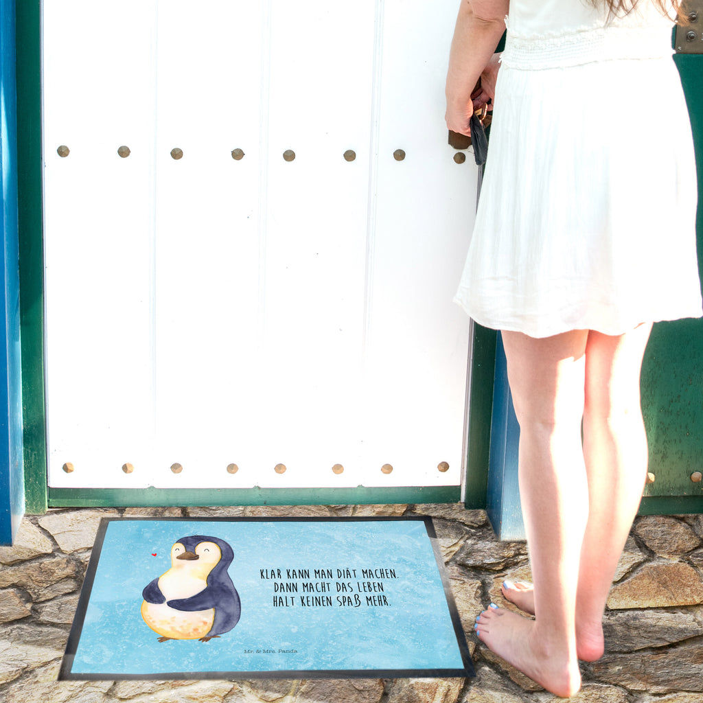 Fußmatte Pinguin Diät Türvorleger, Schmutzmatte, Fußabtreter, Matte, Schmutzfänger, Fußabstreifer, Schmutzfangmatte, Türmatte, Motivfußmatte, Haustürmatte, Vorleger, Pinguin, Pinguine, Diät, Abnehmen, Abspecken, Gewicht, Motivation, Selbstliebe, Körperliebe, Selbstrespekt