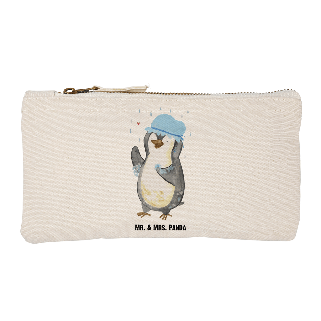 Schminktasche Pinguin duscht Schminktasche, Kosmetiktasche, Kosmetikbeutel, Stiftemäppchen, Etui, Federmappe, Makeup, XXL, Schminketui, Kosmetiketui, Schlamperetui, Pinguin, Pinguine, Dusche, duschen, Lebensmotto, Motivation, Neustart, Neuanfang, glücklich sein