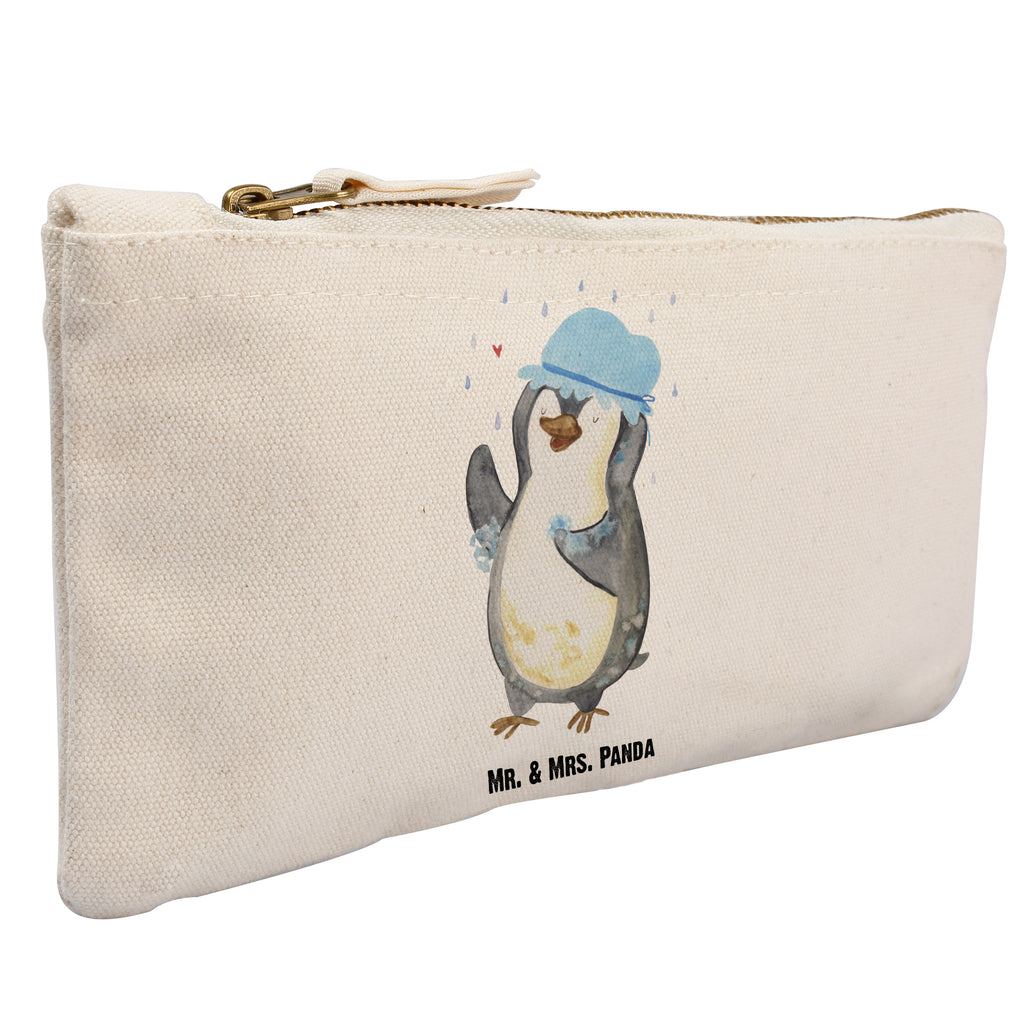 Schminktasche Pinguin duscht Schminktasche, Kosmetiktasche, Kosmetikbeutel, Stiftemäppchen, Etui, Federmappe, Makeup, XXL, Schminketui, Kosmetiketui, Schlamperetui, Pinguin, Pinguine, Dusche, duschen, Lebensmotto, Motivation, Neustart, Neuanfang, glücklich sein