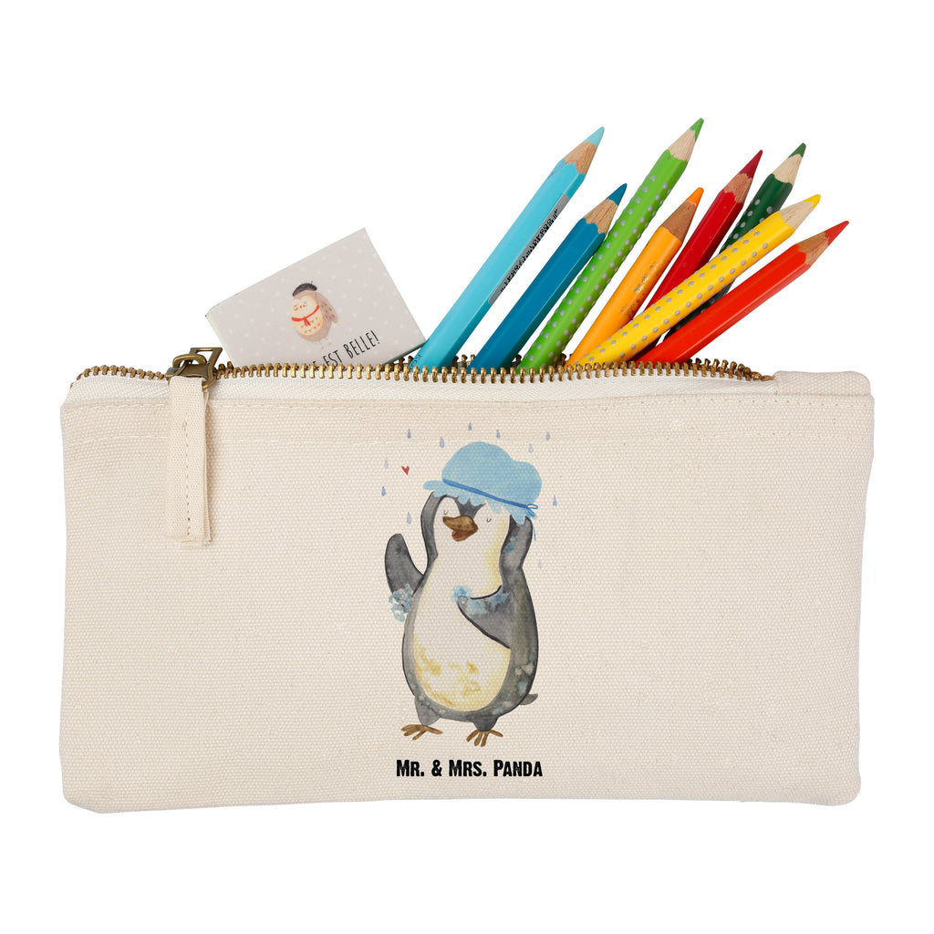 Schminktasche Pinguin duscht Schminktasche, Kosmetiktasche, Kosmetikbeutel, Stiftemäppchen, Etui, Federmappe, Makeup, XXL, Schminketui, Kosmetiketui, Schlamperetui, Pinguin, Pinguine, Dusche, duschen, Lebensmotto, Motivation, Neustart, Neuanfang, glücklich sein