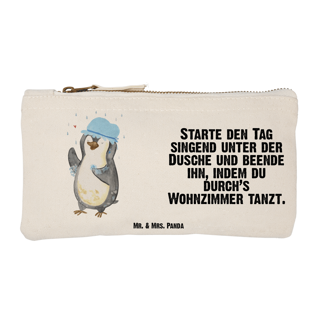 Schminktasche Pinguin duscht Schminktasche, Kosmetiktasche, Kosmetikbeutel, Stiftemäppchen, Etui, Federmappe, Makeup, XXL, Schminketui, Kosmetiketui, Schlamperetui, Pinguin, Pinguine, Dusche, duschen, Lebensmotto, Motivation, Neustart, Neuanfang, glücklich sein