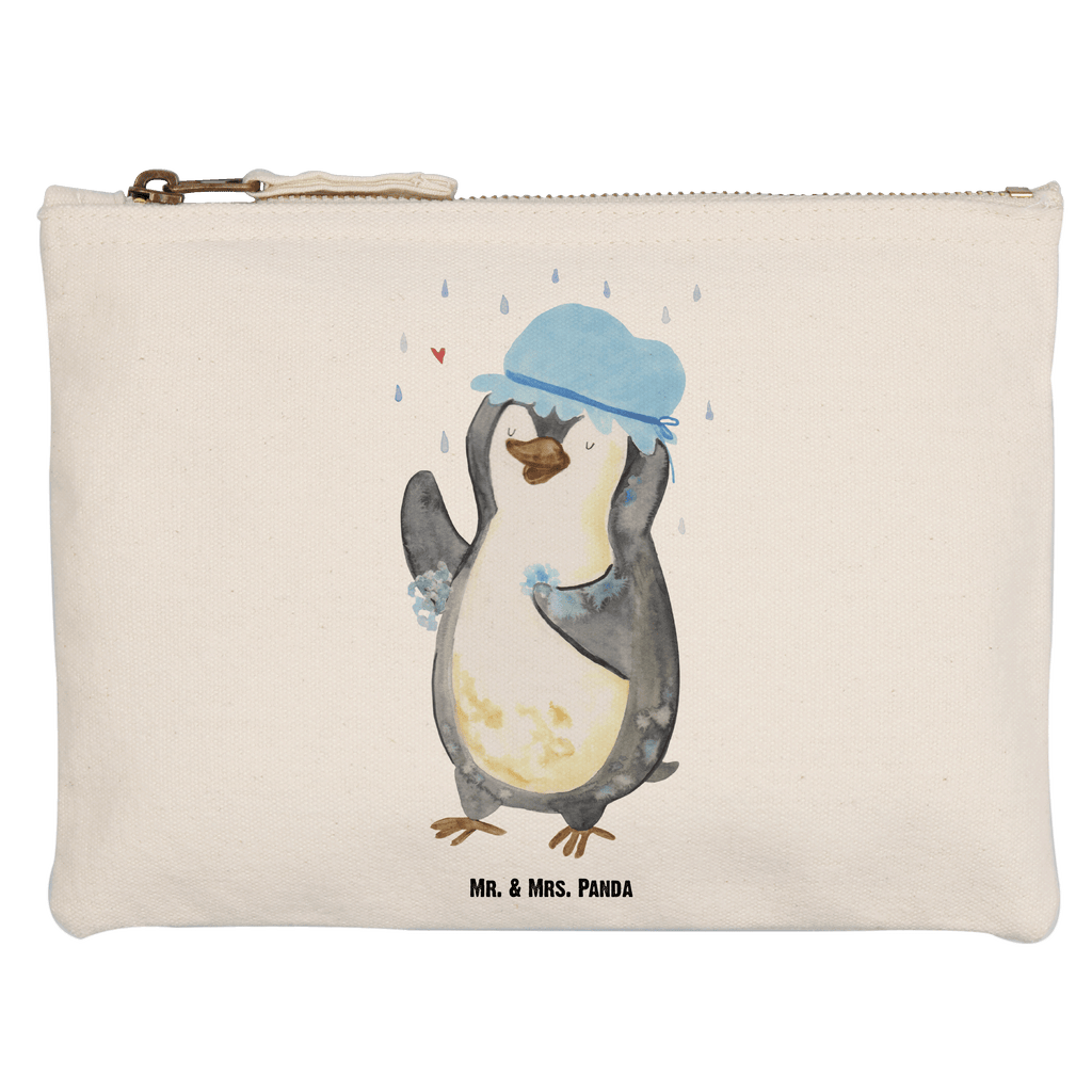 Schminktasche Pinguin duscht Schminktasche, Kosmetiktasche, Kosmetikbeutel, Stiftemäppchen, Etui, Federmappe, Makeup, XXL, Schminketui, Kosmetiketui, Schlamperetui, Pinguin, Pinguine, Dusche, duschen, Lebensmotto, Motivation, Neustart, Neuanfang, glücklich sein