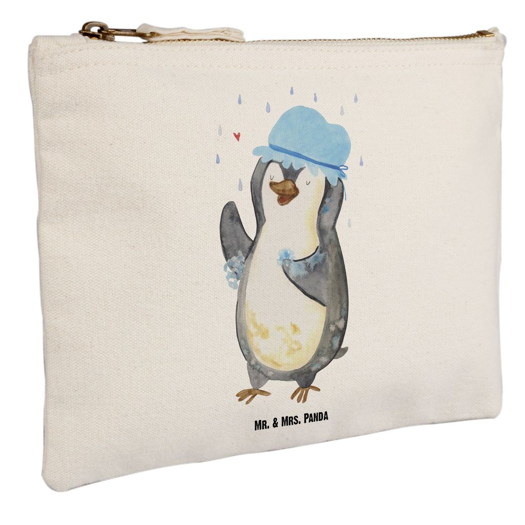 Schminktasche Pinguin duscht Schminktasche, Kosmetiktasche, Kosmetikbeutel, Stiftemäppchen, Etui, Federmappe, Makeup, XXL, Schminketui, Kosmetiketui, Schlamperetui, Pinguin, Pinguine, Dusche, duschen, Lebensmotto, Motivation, Neustart, Neuanfang, glücklich sein