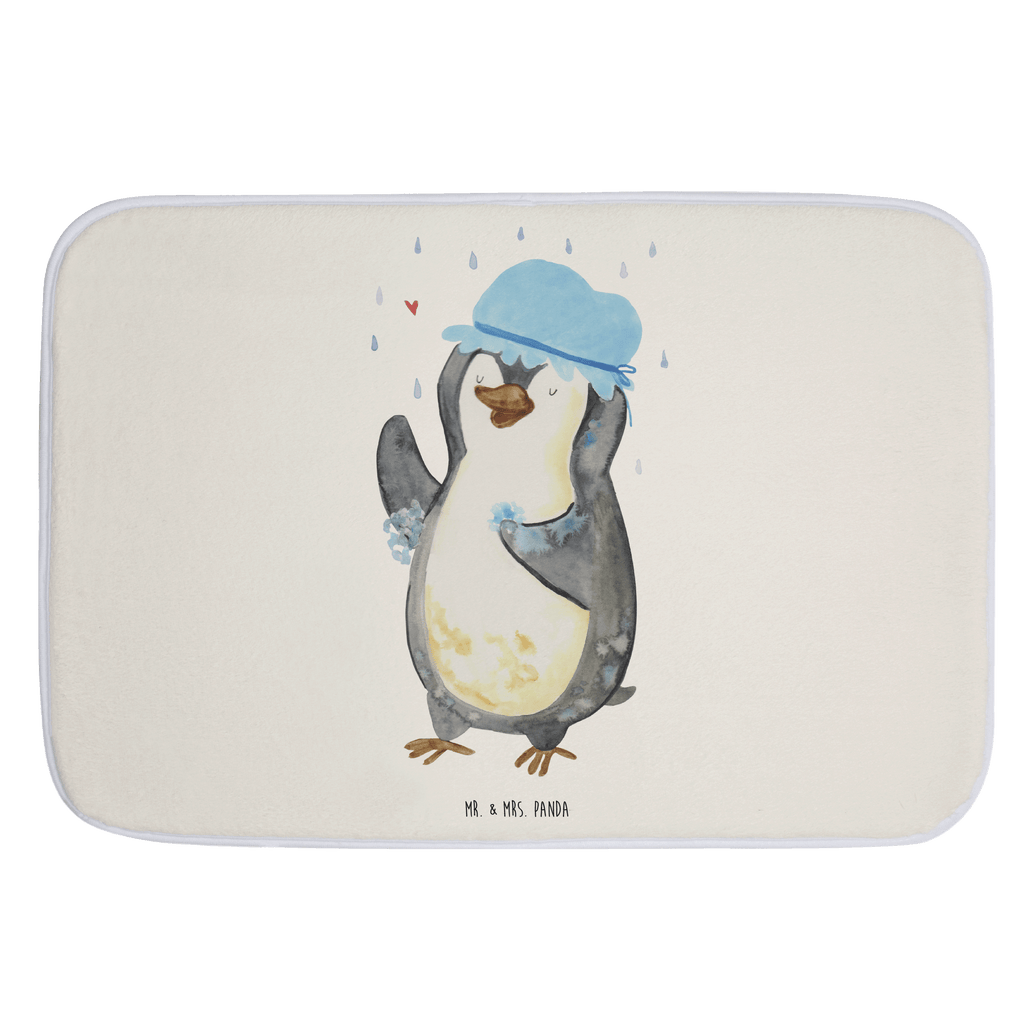 Badvorleger Pinguin duscht Badematte, Badteppich, Duschvorleger, Badezimmerteppich, Badezimmermatte, Badvorleger, Duschmatte, Duschteppich, Pinguin, Pinguine, Dusche, duschen, Lebensmotto, Motivation, Neustart, Neuanfang, glücklich sein