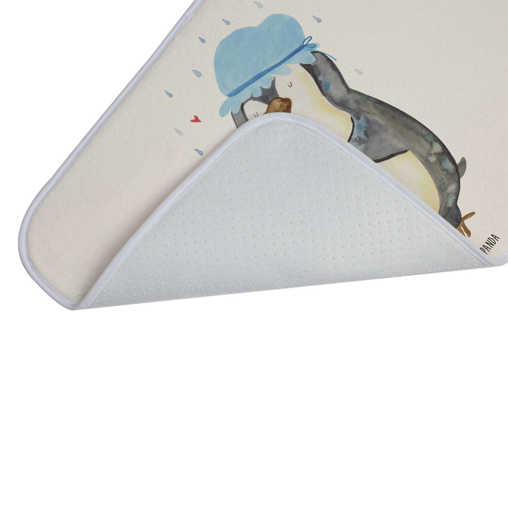 Badvorleger Pinguin duscht Badematte, Badteppich, Duschvorleger, Badezimmerteppich, Badezimmermatte, Badvorleger, Duschmatte, Duschteppich, Pinguin, Pinguine, Dusche, duschen, Lebensmotto, Motivation, Neustart, Neuanfang, glücklich sein