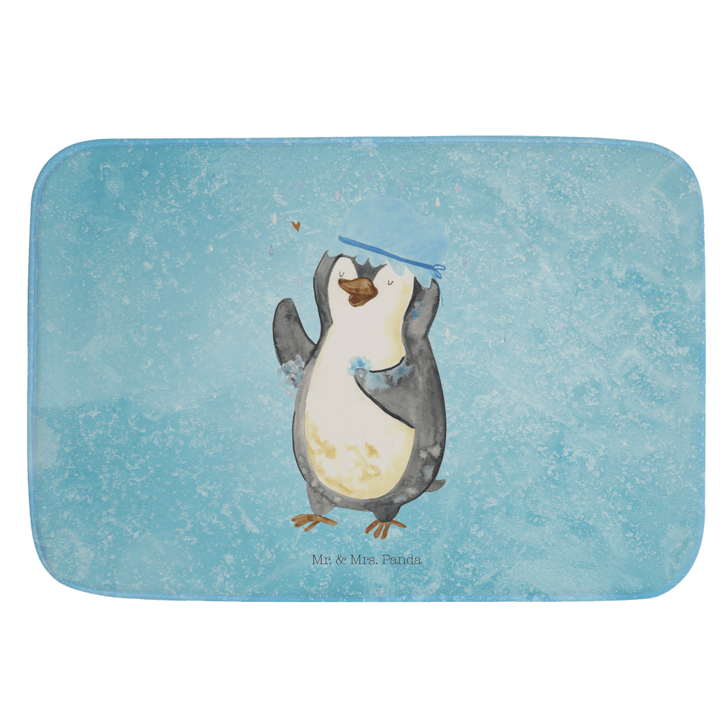 Badvorleger Pinguin duscht Badematte, Badteppich, Duschvorleger, Badezimmerteppich, Badezimmermatte, Badvorleger, Duschmatte, Duschteppich, Pinguin, Pinguine, Dusche, duschen, Lebensmotto, Motivation, Neustart, Neuanfang, glücklich sein