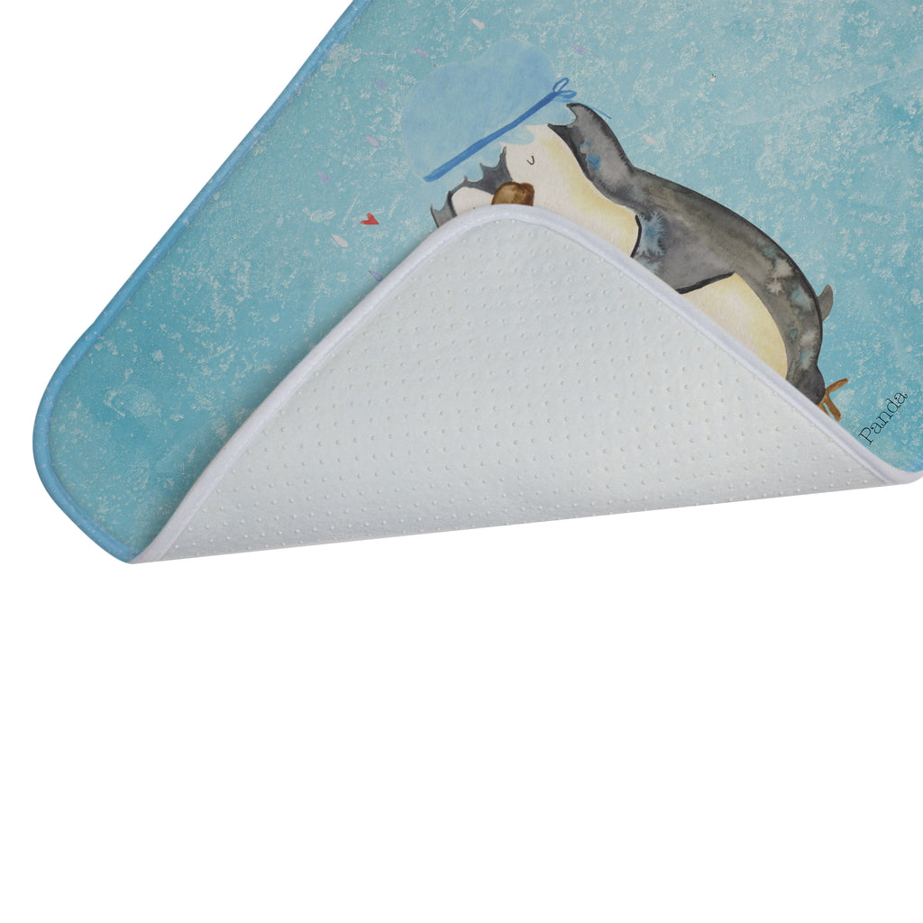 Badvorleger Pinguin duscht Badematte, Badteppich, Duschvorleger, Badezimmerteppich, Badezimmermatte, Badvorleger, Duschmatte, Duschteppich, Pinguin, Pinguine, Dusche, duschen, Lebensmotto, Motivation, Neustart, Neuanfang, glücklich sein