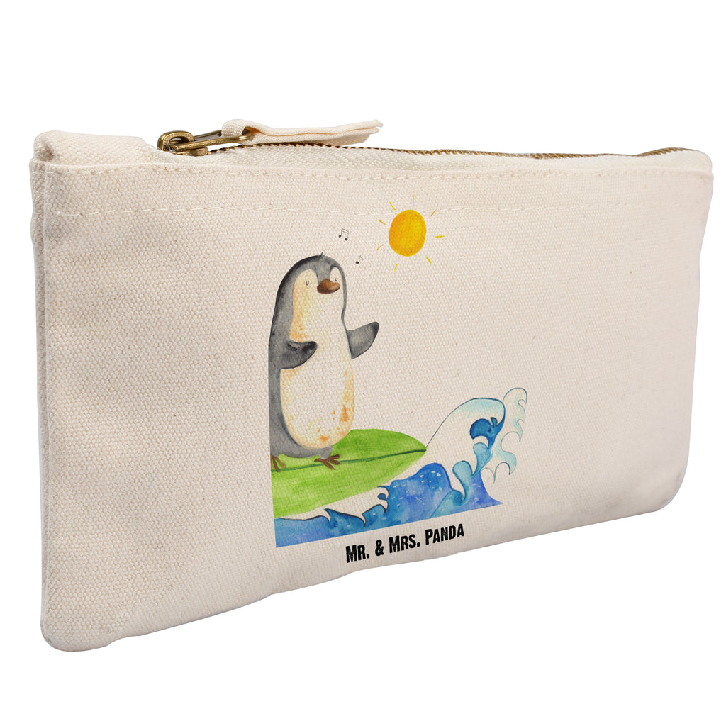 Schminktasche Pinguin Surfer Schminktasche, Kosmetiktasche, Kosmetikbeutel, Stiftemäppchen, Etui, Federmappe, Makeup, XXL, Schminketui, Kosmetiketui, Schlamperetui, Pinguin, Pinguine, surfen, Surfer, Hawaii, Urlaub, Wellen, Wellen reiten, Portugal