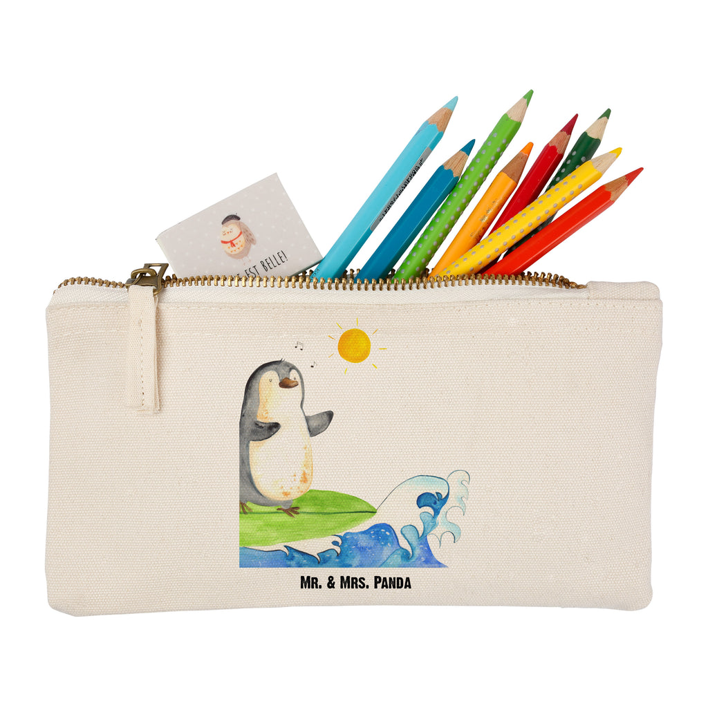 Schminktasche Pinguin Surfer Schminktasche, Kosmetiktasche, Kosmetikbeutel, Stiftemäppchen, Etui, Federmappe, Makeup, XXL, Schminketui, Kosmetiketui, Schlamperetui, Pinguin, Pinguine, surfen, Surfer, Hawaii, Urlaub, Wellen, Wellen reiten, Portugal
