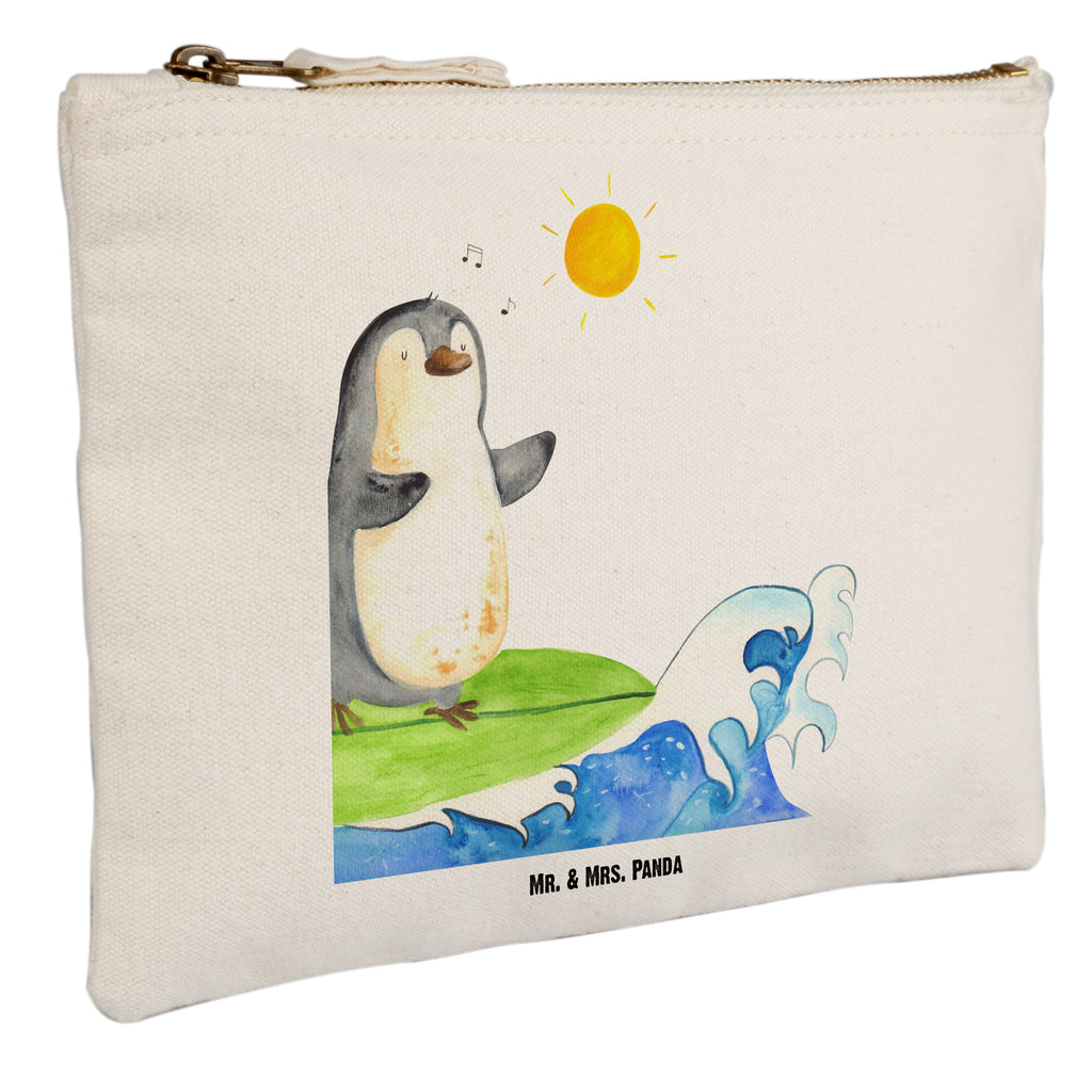 Schminktasche Pinguin Surfer Schminktasche, Kosmetiktasche, Kosmetikbeutel, Stiftemäppchen, Etui, Federmappe, Makeup, XXL, Schminketui, Kosmetiketui, Schlamperetui, Pinguin, Pinguine, surfen, Surfer, Hawaii, Urlaub, Wellen, Wellen reiten, Portugal
