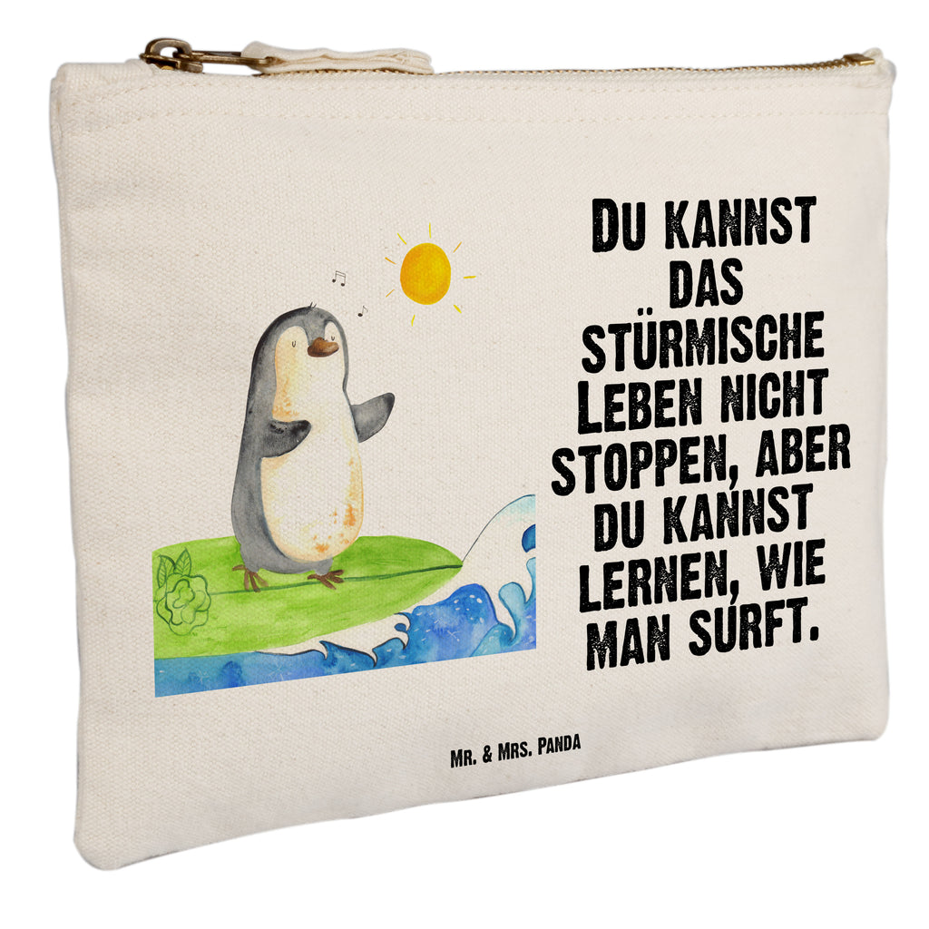Schminktasche Pinguin Surfer Schminktasche, Kosmetiktasche, Kosmetikbeutel, Stiftemäppchen, Etui, Federmappe, Makeup, XXL, Schminketui, Kosmetiketui, Schlamperetui, Pinguin, Pinguine, surfen, Surfer, Hawaii, Urlaub, Wellen, Wellen reiten, Portugal