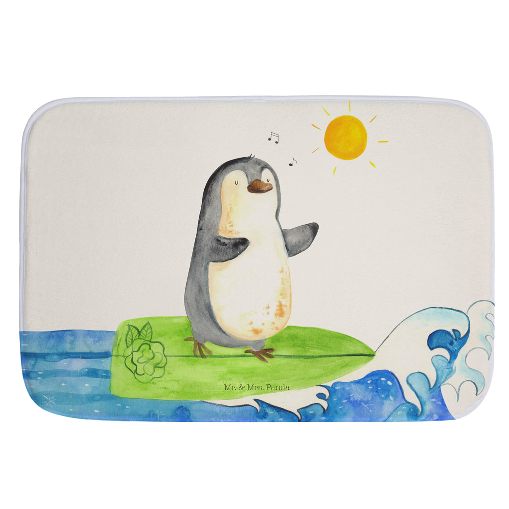 Badvorleger Pinguin Surfer Badematte, Badteppich, Duschvorleger, Badezimmerteppich, Badezimmermatte, Badvorleger, Duschmatte, Duschteppich, Pinguin, Pinguine, surfen, Surfer, Hawaii, Urlaub, Wellen, Wellen reiten, Portugal
