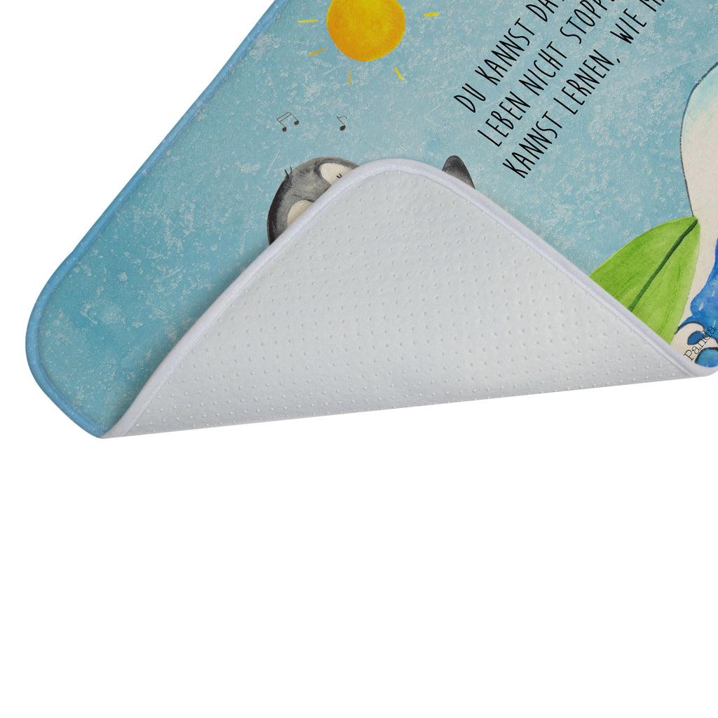 Badvorleger Pinguin Surfer Badematte, Badteppich, Duschvorleger, Badezimmerteppich, Badezimmermatte, Badvorleger, Duschmatte, Duschteppich, Pinguin, Pinguine, surfen, Surfer, Hawaii, Urlaub, Wellen, Wellen reiten, Portugal