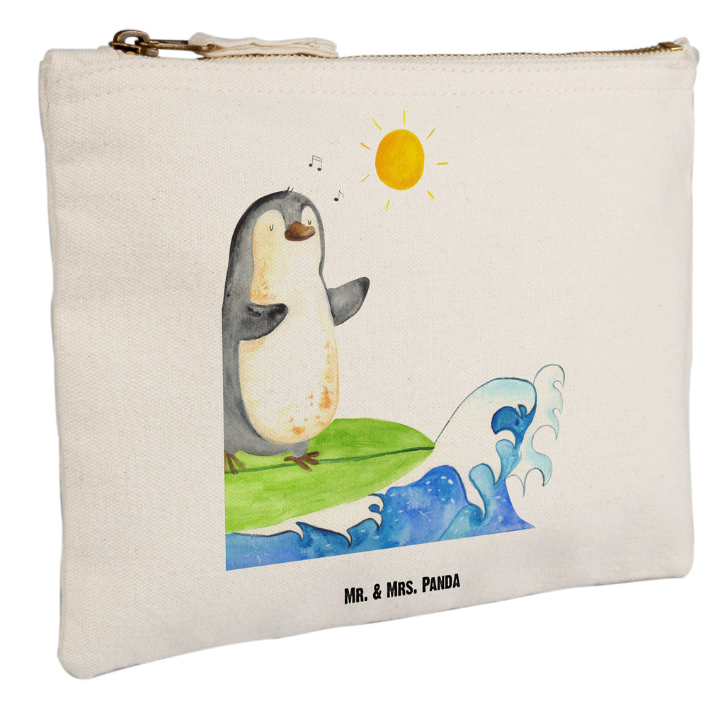 Schminktasche Pinguin Surfer Schminktasche, Kosmetiktasche, Kosmetikbeutel, Stiftemäppchen, Etui, Federmappe, Makeup, XXL, Schminketui, Kosmetiketui, Schlamperetui, Pinguin, Pinguine, surfen, Surfer, Hawaii, Urlaub, Wellen, Wellen reiten, Portugal