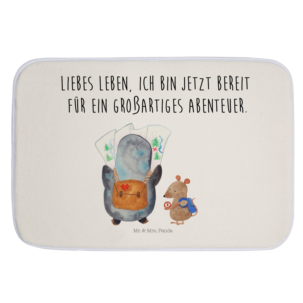 Badvorleger Pinguin & Maus Wanderer Badematte, Badteppich, Duschvorleger, Badezimmerteppich, Badezimmermatte, Badvorleger, Duschmatte, Duschteppich, Pinguin, Pinguine, Abenteurer, Abenteuer, Roadtrip, Ausflug, Wanderlust, wandern