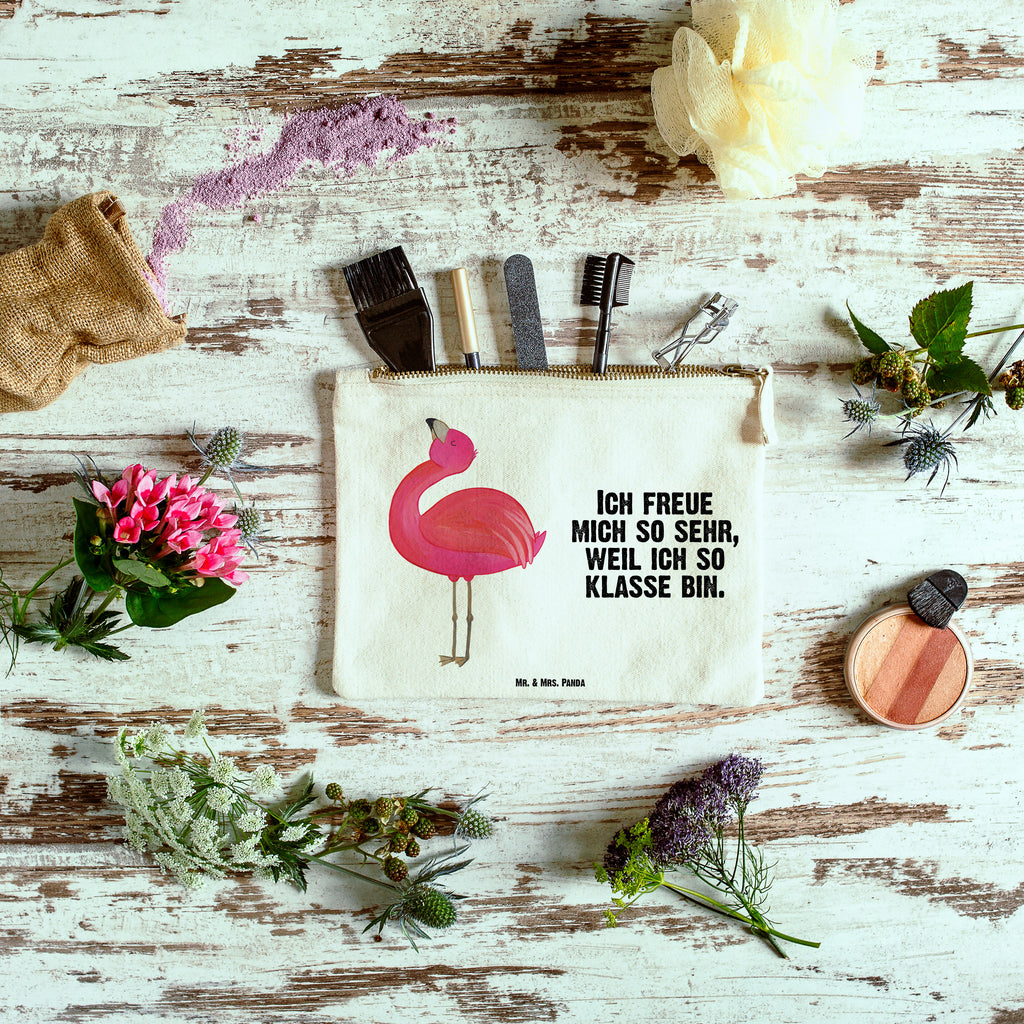 Schminktasche Flamingo stolz Schminktasche, Kosmetiktasche, Kosmetikbeutel, Stiftemäppchen, Etui, Federmappe, Makeup, XXL, Schminketui, Kosmetiketui, Schlamperetui, Flamingo, stolz, Freude, Selbstliebe, Selbstakzeptanz, Freundin, beste Freundin, Tochter, Mama, Schwester