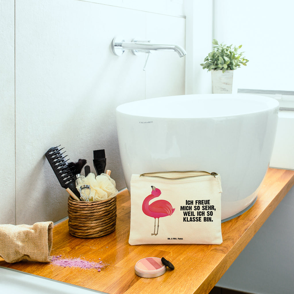 Schminktasche Flamingo stolz Schminktasche, Kosmetiktasche, Kosmetikbeutel, Stiftemäppchen, Etui, Federmappe, Makeup, XXL, Schminketui, Kosmetiketui, Schlamperetui, Flamingo, stolz, Freude, Selbstliebe, Selbstakzeptanz, Freundin, beste Freundin, Tochter, Mama, Schwester