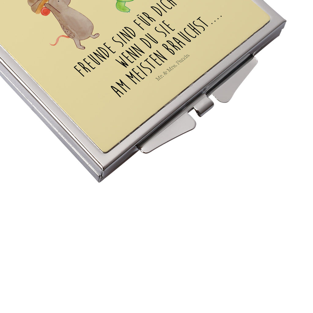 Handtaschenspiegel quadratisch Schildkröte & Maus Spiegel, Handtasche, Quadrat, silber, schminken, Schminkspiegel, Schildkröte, Maus, Freunde, Freundinnen, beste Freunde, beste Freundinnen