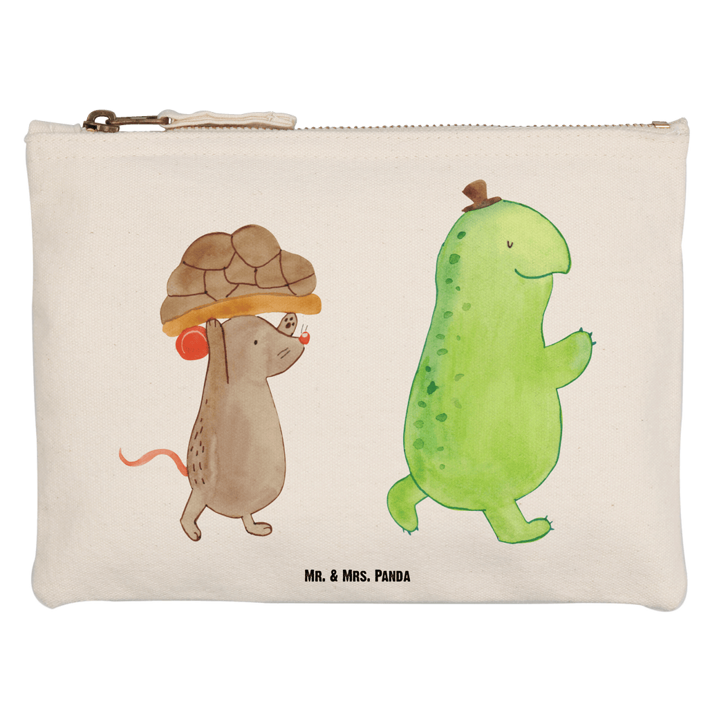 Schminktasche Schildkröte & Maus Schminktasche, Kosmetiktasche, Kosmetikbeutel, Stiftemäppchen, Etui, Federmappe, Makeup, XXL, Schminketui, Kosmetiketui, Schlamperetui, Schildkröte, Maus, Freunde, Freundinnen, beste Freunde, beste Freundinnen