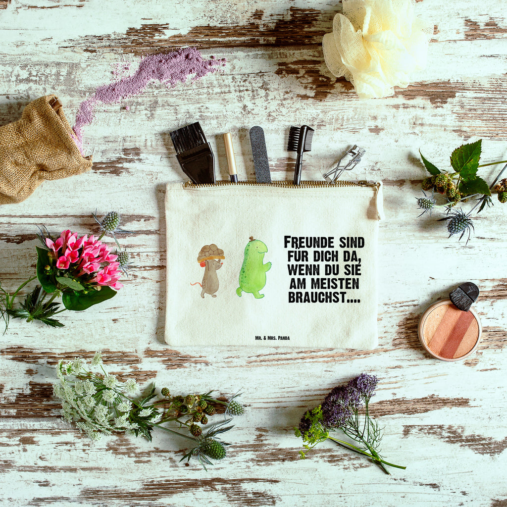 Schminktasche Schildkröte & Maus Schminktasche, Kosmetiktasche, Kosmetikbeutel, Stiftemäppchen, Etui, Federmappe, Makeup, XXL, Schminketui, Kosmetiketui, Schlamperetui, Schildkröte, Maus, Freunde, Freundinnen, beste Freunde, beste Freundinnen