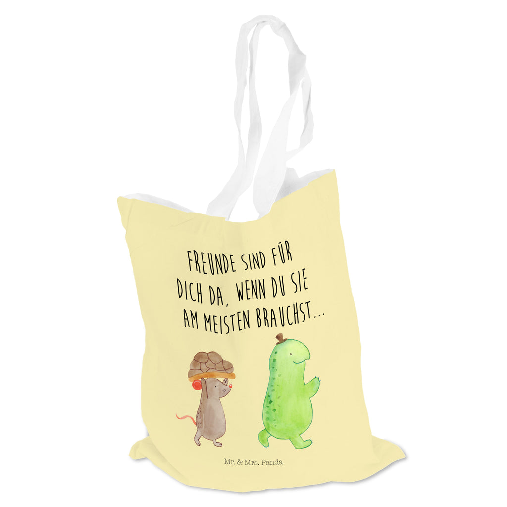 Tragetasche Schildkröte & Maus Beuteltasche, Beutel, Einkaufstasche, Jutebeutel, Stoffbeutel, Schildkröte, Maus, Freunde, Freundinnen, beste Freunde, beste Freundinnen