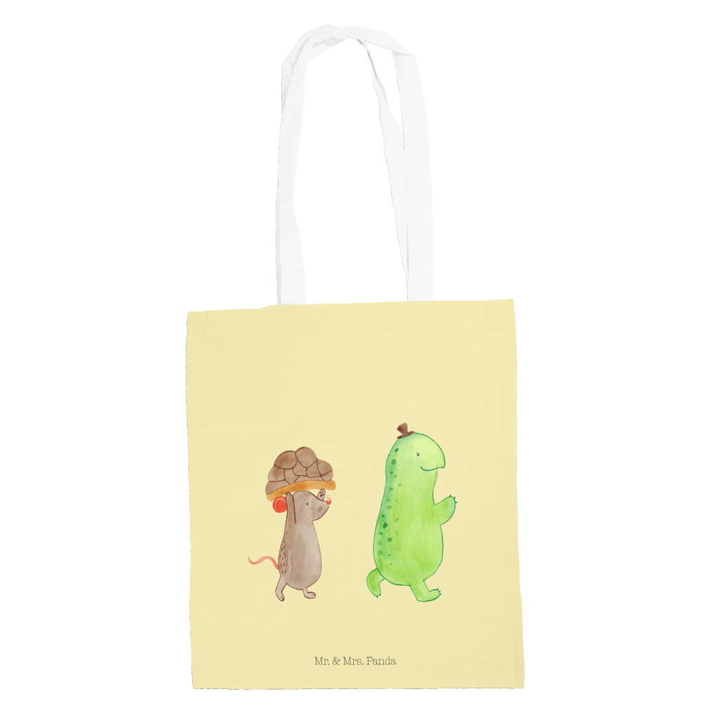 Tragetasche Schildkröte & Maus Beuteltasche, Beutel, Einkaufstasche, Jutebeutel, Stoffbeutel, Schildkröte, Maus, Freunde, Freundinnen, beste Freunde, beste Freundinnen