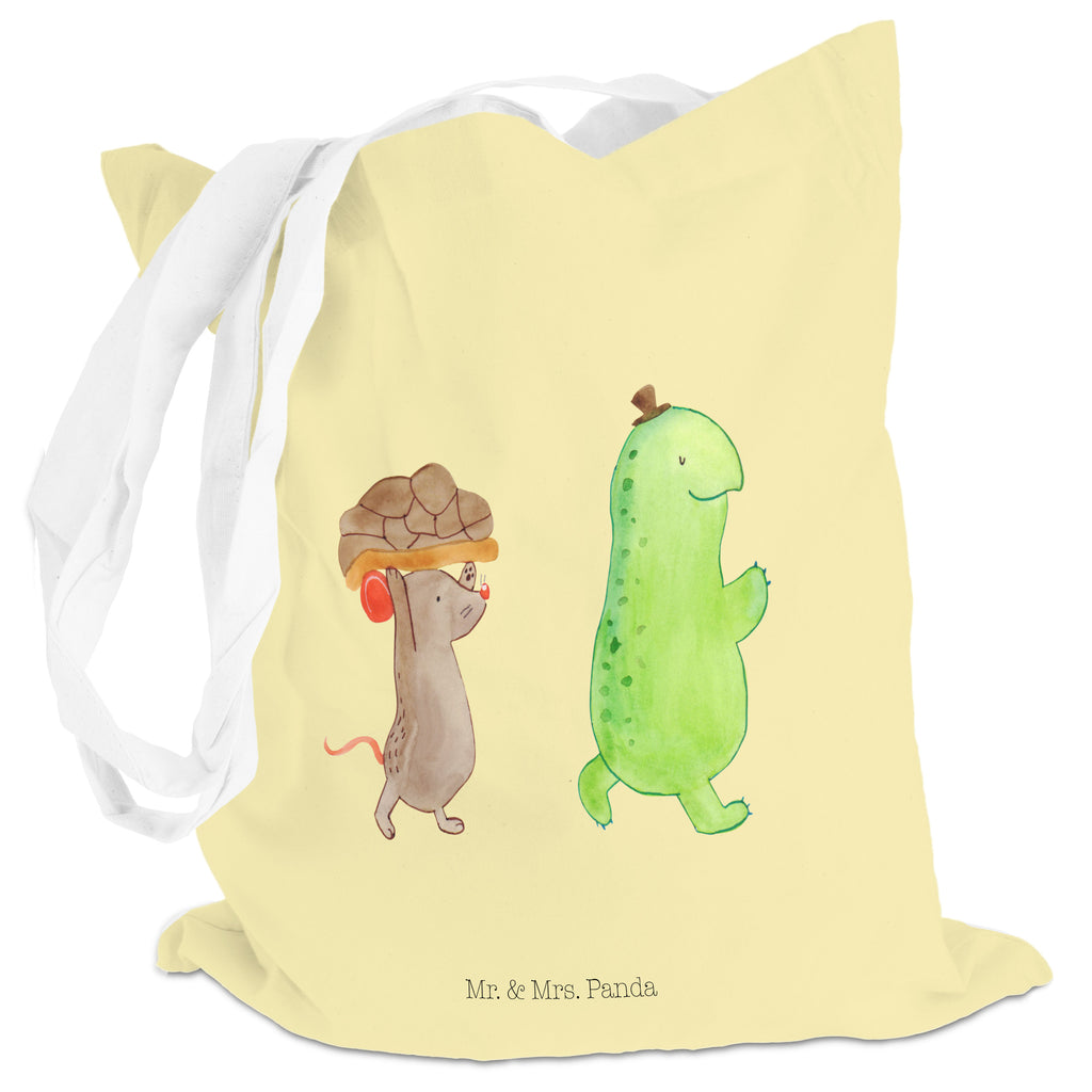 Tragetasche Schildkröte & Maus Beuteltasche, Beutel, Einkaufstasche, Jutebeutel, Stoffbeutel, Schildkröte, Maus, Freunde, Freundinnen, beste Freunde, beste Freundinnen