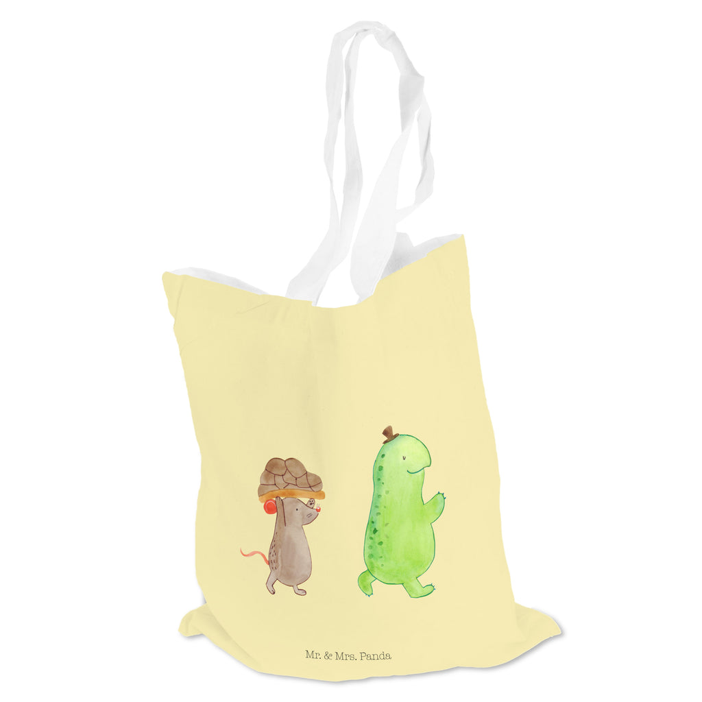 Tragetasche Schildkröte & Maus Beuteltasche, Beutel, Einkaufstasche, Jutebeutel, Stoffbeutel, Schildkröte, Maus, Freunde, Freundinnen, beste Freunde, beste Freundinnen