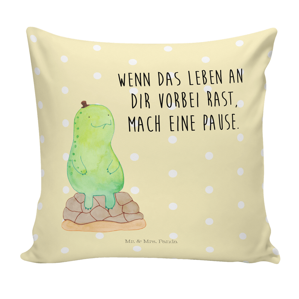 40x40 Kissen Schildkröte pausiert Kissenhülle, Kopfkissen, Sofakissen, Dekokissen, Motivkissen, Schildkröte, Achtsamkeit, Entschleunigen, achtsam