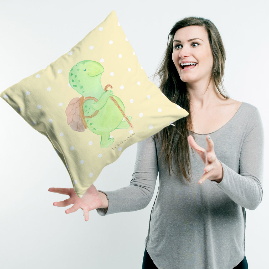 40x40 Kissen Schildkröte Wanderer Kissenhülle, Kopfkissen, Sofakissen, Dekokissen, Motivkissen, Schildkröte, Schildkröten, Motivation, Motivationsspruch, Motivationssprüche, Neuanfang