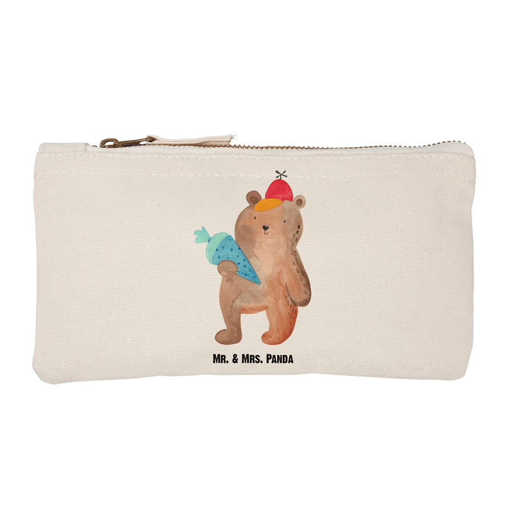 Schminktasche Bär mit Schultüte Schminktasche, Kosmetiktasche, Kosmetikbeutel, Stiftemäppchen, Etui, Federmappe, Makeup, XXL, Schminketui, Kosmetiketui, Schlamperetui, Bär, Teddy, Teddybär, Bär Motiv, Schultüte, Erster Schultag Geschenk, Einschulung Geschenk, Schule Geschenk, Grundschule, Schulanfang, Schulbeginn