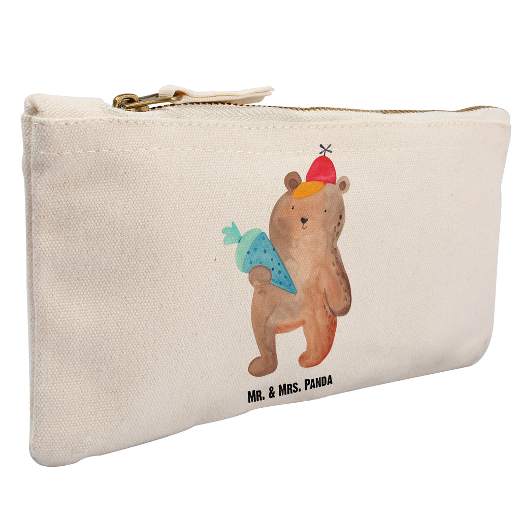 Schminktasche Bär mit Schultüte Schminktasche, Kosmetiktasche, Kosmetikbeutel, Stiftemäppchen, Etui, Federmappe, Makeup, XXL, Schminketui, Kosmetiketui, Schlamperetui, Bär, Teddy, Teddybär, Bär Motiv, Schultüte, Erster Schultag Geschenk, Einschulung Geschenk, Schule Geschenk, Grundschule, Schulanfang, Schulbeginn
