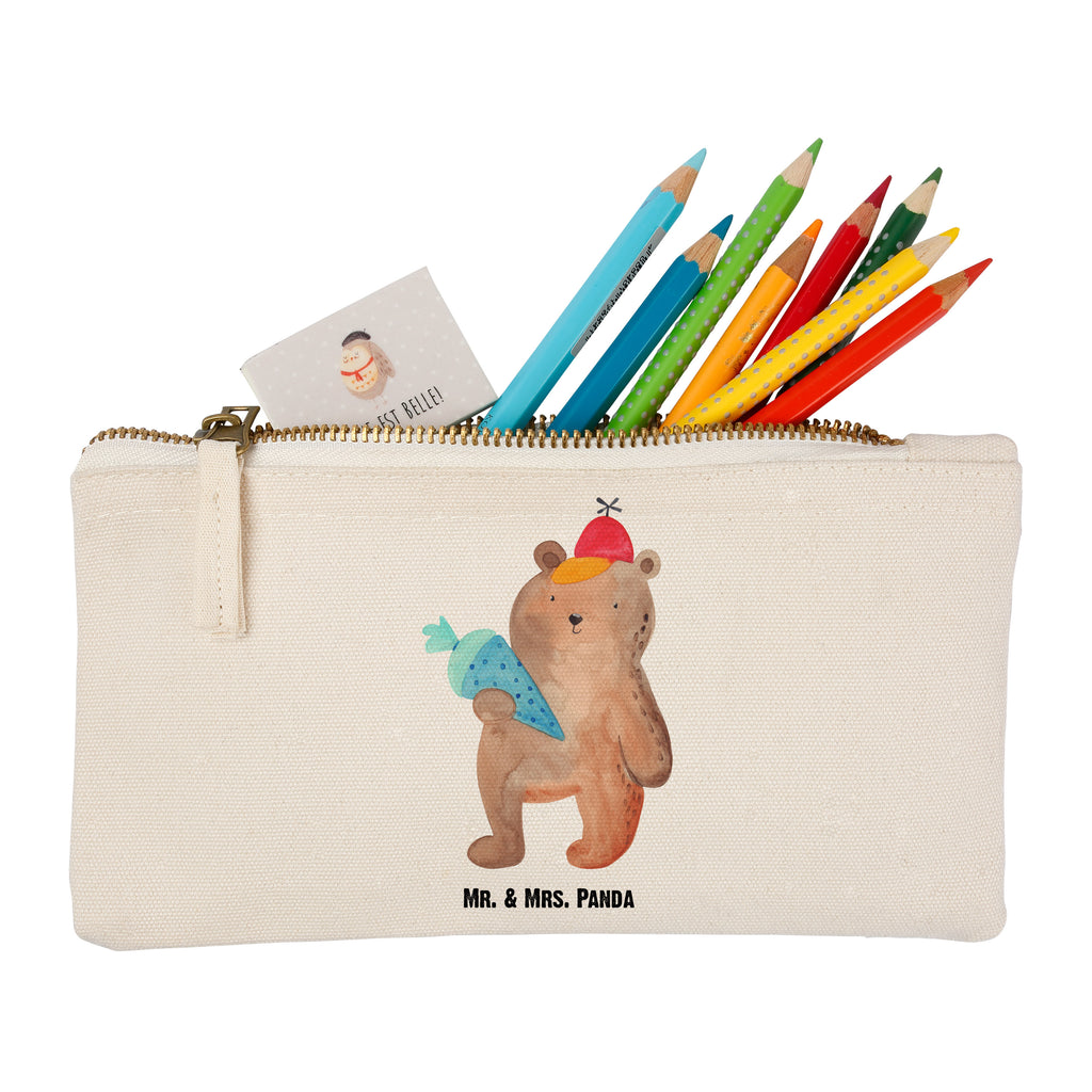 Schminktasche Bär mit Schultüte Schminktasche, Kosmetiktasche, Kosmetikbeutel, Stiftemäppchen, Etui, Federmappe, Makeup, XXL, Schminketui, Kosmetiketui, Schlamperetui, Bär, Teddy, Teddybär, Bär Motiv, Schultüte, Erster Schultag Geschenk, Einschulung Geschenk, Schule Geschenk, Grundschule, Schulanfang, Schulbeginn