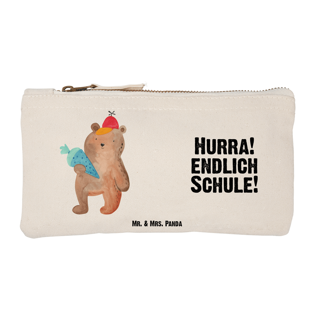 Schminktasche Bär mit Schultüte Schminktasche, Kosmetiktasche, Kosmetikbeutel, Stiftemäppchen, Etui, Federmappe, Makeup, XXL, Schminketui, Kosmetiketui, Schlamperetui, Bär, Teddy, Teddybär, Bär Motiv, Schultüte, Erster Schultag Geschenk, Einschulung Geschenk, Schule Geschenk, Grundschule, Schulanfang, Schulbeginn
